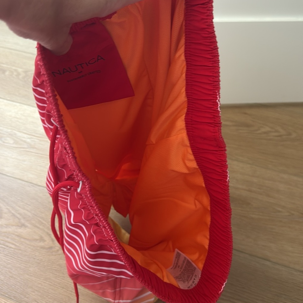 Nautica Red and Yellow Gradient Swim Trunks - Picture 6 of 9